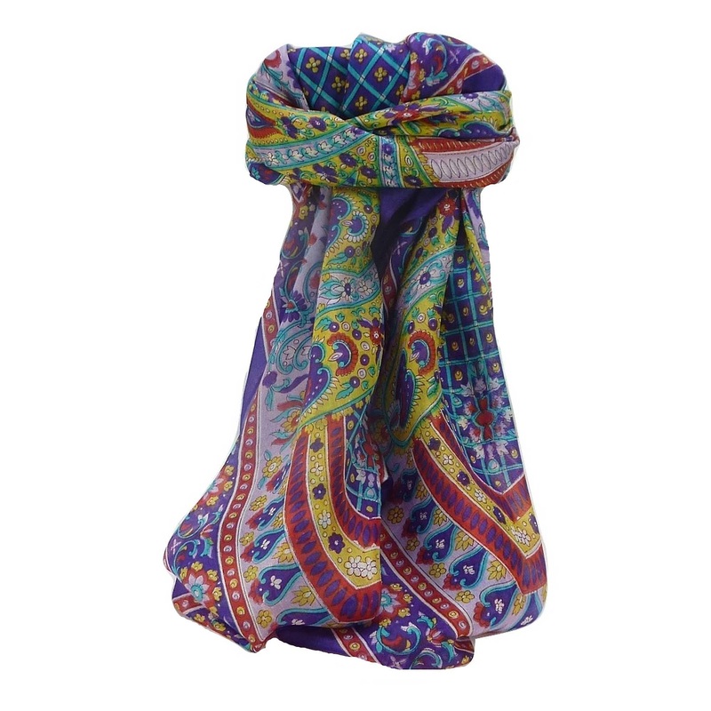 Mulberry Silk Traditional Square Scarf Vikash Violet by Pashmina & Silk | Fruugo SG