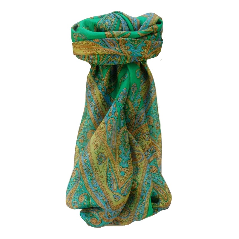 Mulberry Silk Traditional Square Scarf Yana Emerald by Pashmina & Silk | Fruugo SG