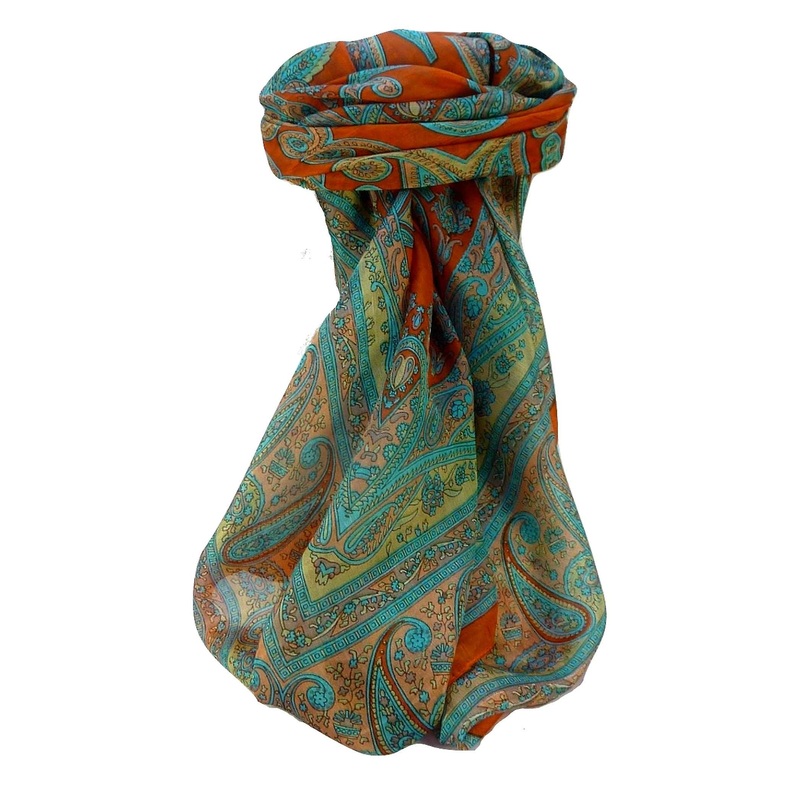 Mulberry Silk Traditional Square Scarf Yana Terracotta by Pashmina & Silk | Fruugo SG