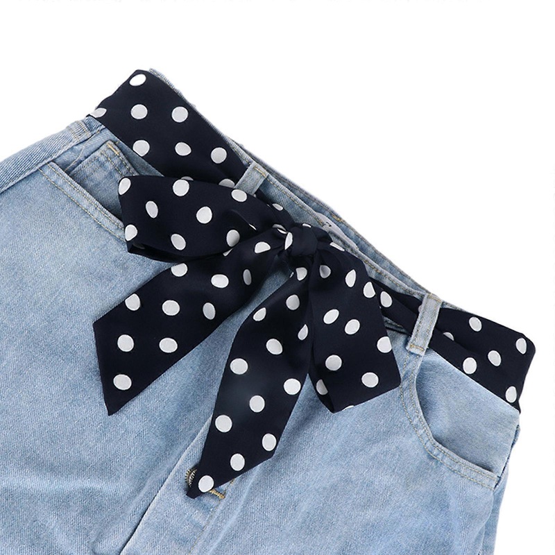 Multiple Functional Necktie for Ladies Dot Print Waist Belt/Necktie/Thin Scarf Formal Neckwear Girl Uniform Accessories  Deep navy blue dots | Fruugo SG