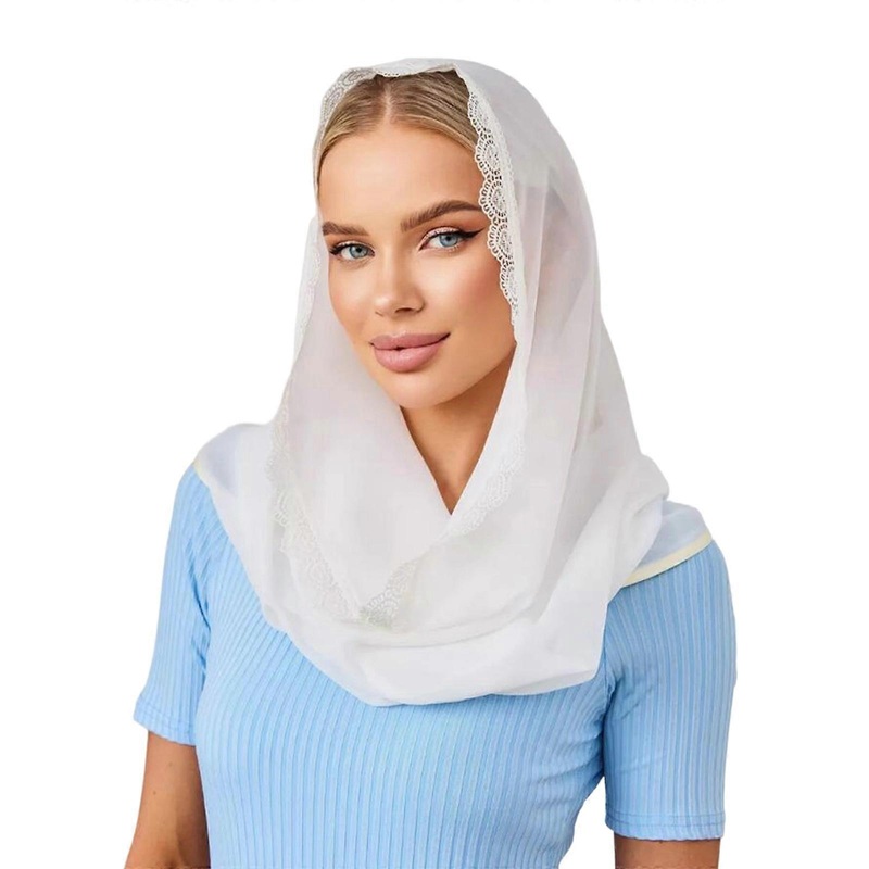Rectangle Prayer Hijab for Catholic Women Soft Chiffon Lace Mantilla Headpiece Scarf for Mass Communion Vatican Visits | Fruugo SG