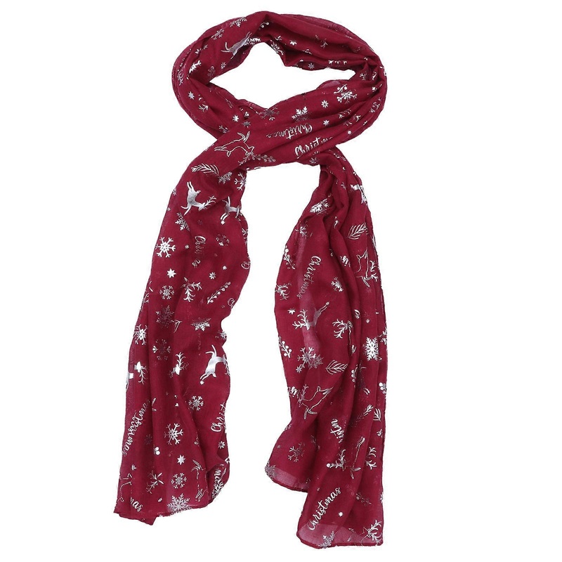 Seasonal Holiday Scarf Dark Red Polyester 180x70cm Rectangular Elegant Design For Women 1Pcs | Fruugo SG