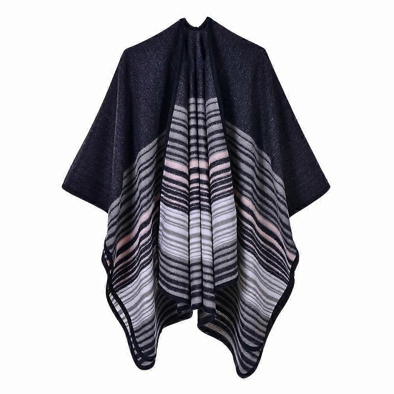 Strip Pattern Shawl Wrap Winter Warm Poncho Cashmere Feel Cape for Women | Fruugo SG