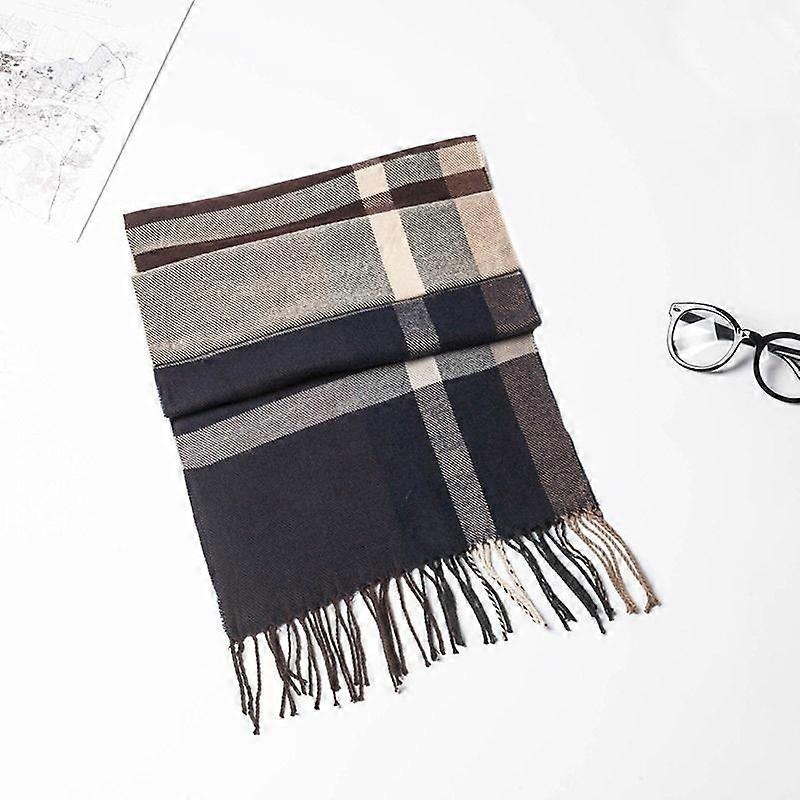 Super soft classic literary plaid imitation cashmere feel winter scarf thickened and warm all-match (159 coffee color) | Fruugo SG
