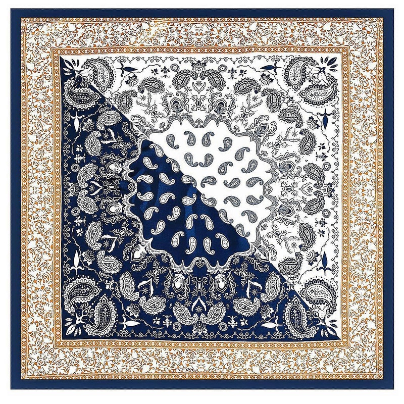 Trendy Color Block Bohemian Scarf Large Neck Scarves Square Neckerchief for Women Seeking Unique Style Statement  Middle navy blue | Fruugo SG