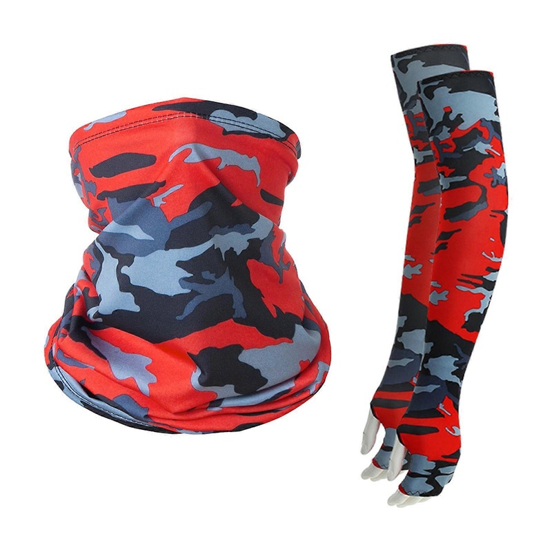 Two-in-One Fishing Suit H Eadband Sleeves for w/ Face Covering Bandana Neck Gaiter Scarf  Summer Outdoor Activities Supp  Red Camouflage | Fruugo SG