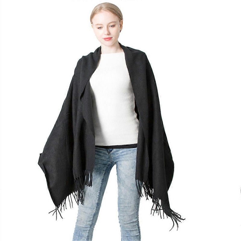 Warm Scarf Shawl Wrap Fringed Decor Black Cashmere Imitation Rectangular 200x70x0.5cm 1Pack | Fruugo SG