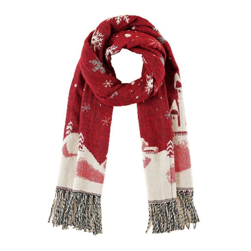 Winter Scarfs For Women Thick Casual Scarf Snowflake Winter Warm Long Imitation Cashmere Wool Scarf Christmas Tree  Red | Fruugo SG