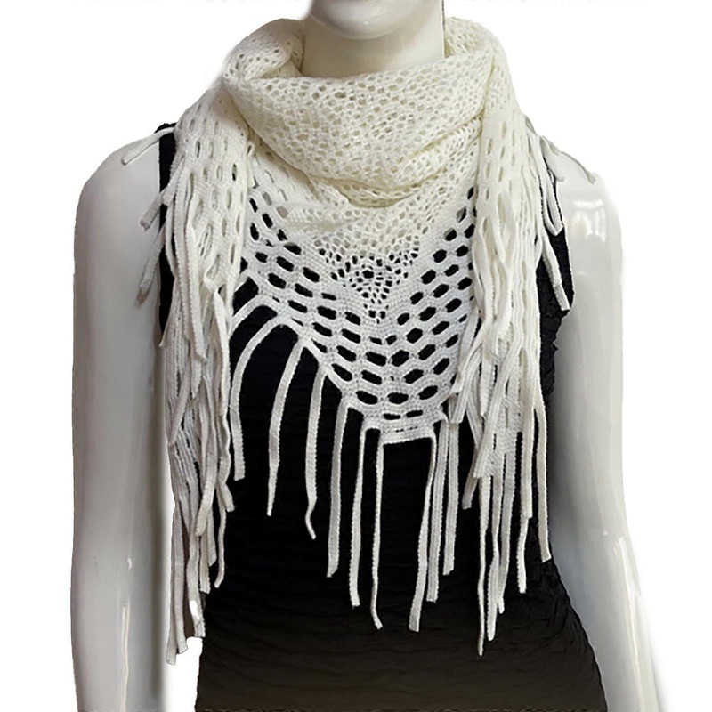 Women’s Fashionable Winter Scarf Imitation Cashmeres Triangular Shawl Wrap with Fringes Tassels for Multiple Styling  White | Fruugo SG