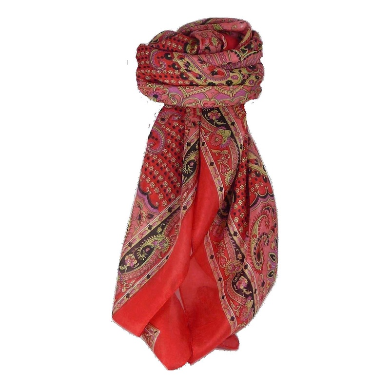 Classic Paisley Square Scarf Mulberry Silk Narine Scarlet by Pashmina & Silk | Fruugo SG