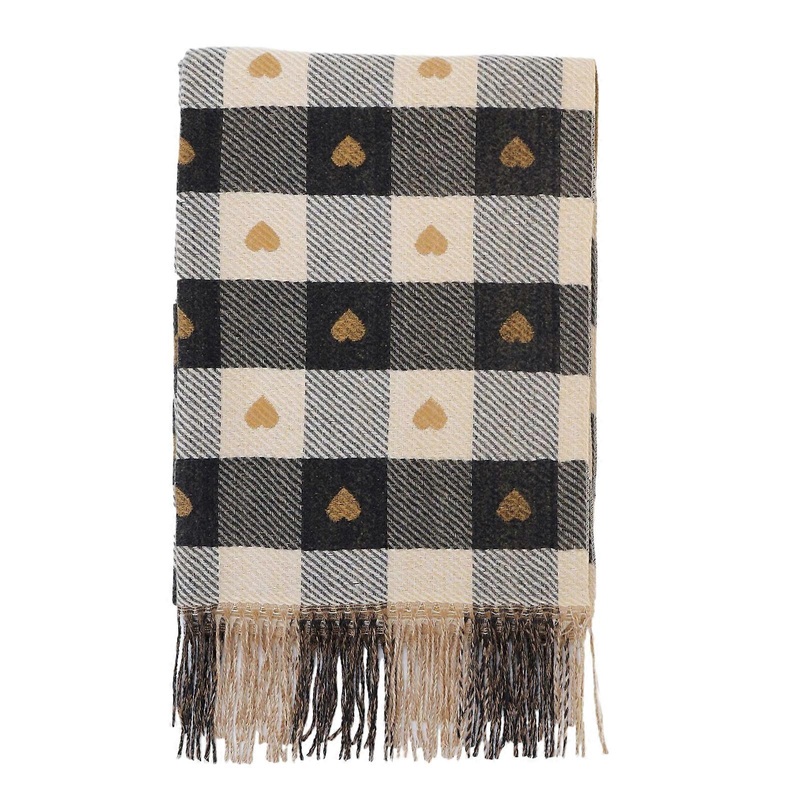 Fashion Fringed Grid Scarf Female Warm Long Scarf Cashmere Like Scarf Pilling Resistant Cold Weather Shawl Neck Decors  Black | Fruugo SG