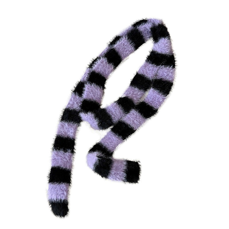Fashionable Cosy Neck Warmer Striped Plush Scarf for Lady Women Girls Stylish Neckerchief for Daily Outfits Easy Pair  Purple | Fruugo SG