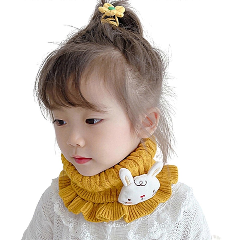 Girls Winter Thick Knitted Soft Scarf Pleated Ruffle Collar Shawl Neck Warmer with Cartoon Decor Neckerchief Short Wrap  Yellow | Fruugo SG