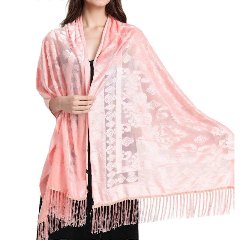 Luxurious Shawl for Women Lady Evening Dress Shoulder Wrap Multifunctional Long Tassels Scarf with Unique Embroidery  Pink | Fruugo SG
