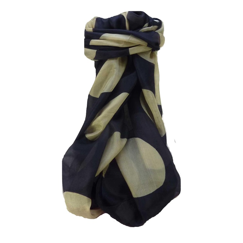 Mulberry Silk Contemporary Long Scarf Kalam Navy by Pashmina & Silk | Fruugo SG