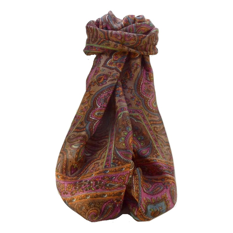 Mulberry Silk Traditional Long Scarf Daman Chestnut by Pashmina & Silk | Fruugo SG