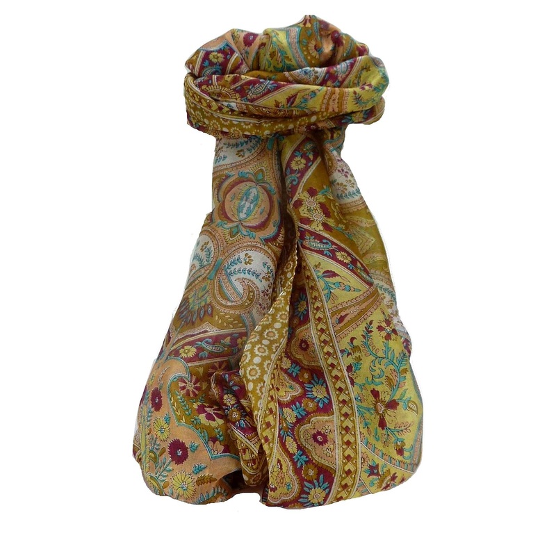 Mulberry Silk Traditional Long Scarf Kalyan Chestnut by Pashmina & Silk | Fruugo SG
