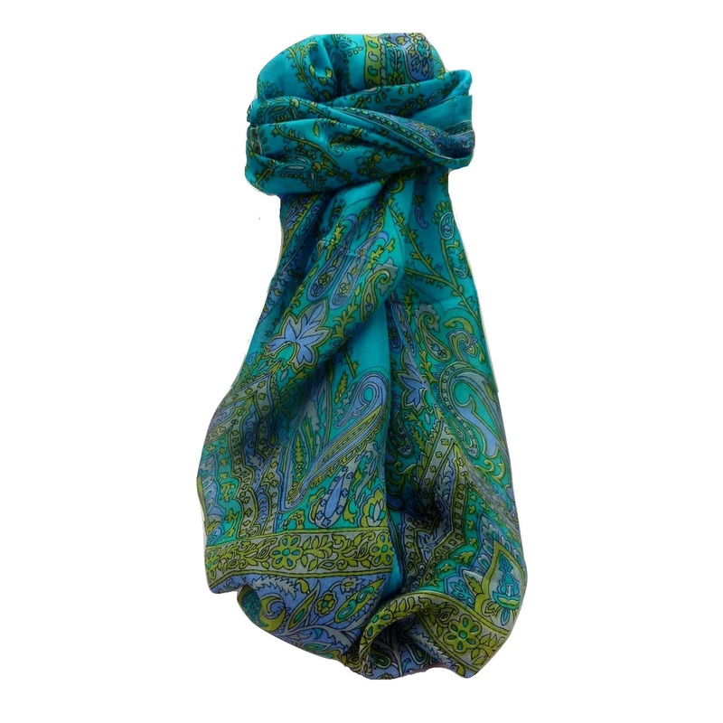 Mulberry Silk Traditional Long Scarf Komal Aqua by Pashmina & Silk | Fruugo SG