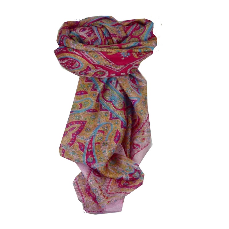 Mulberry Silk Traditional Square Scarf Chail Pink & Red by Pashmina & Silk | Fruugo SG