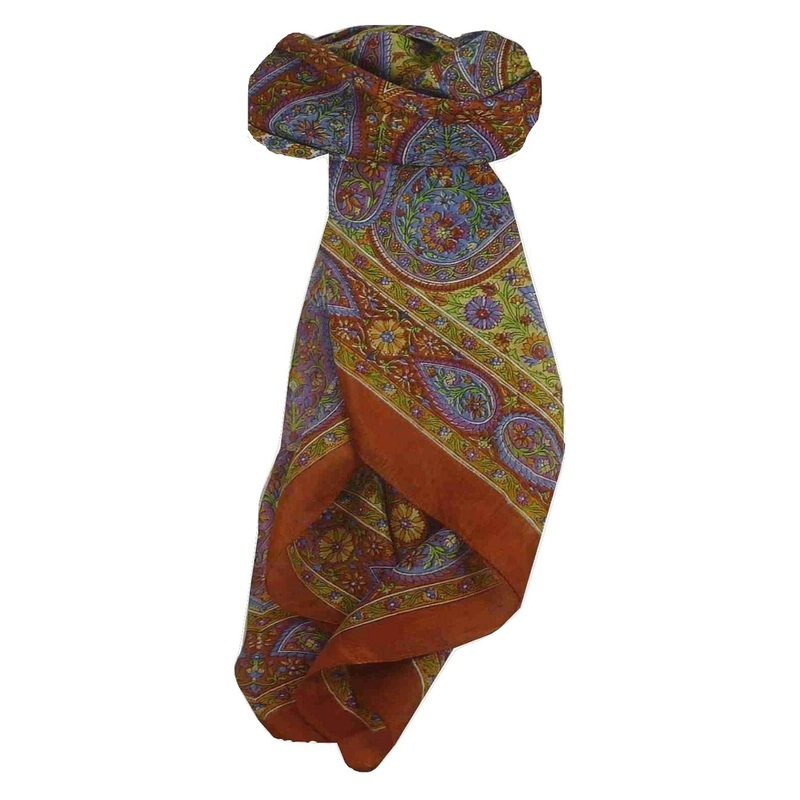 Mulberry Silk Traditional Square Scarf Chiti Terracotta by Pashmina & Silk | Fruugo SG