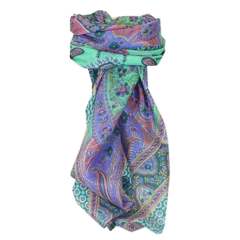 Mulberry Silk Traditional Square Scarf Koyna Teal by Pashmina & Silk | Fruugo SG