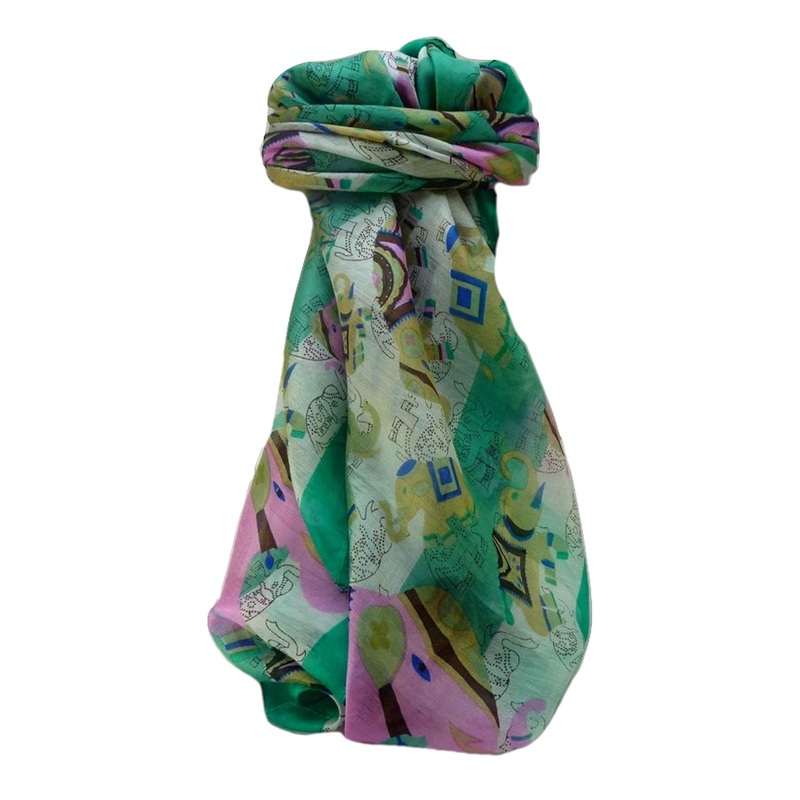Mulberry Silk Traditional Square Scarf Lakshmi Emerald by Pashmina & Silk | Fruugo SG