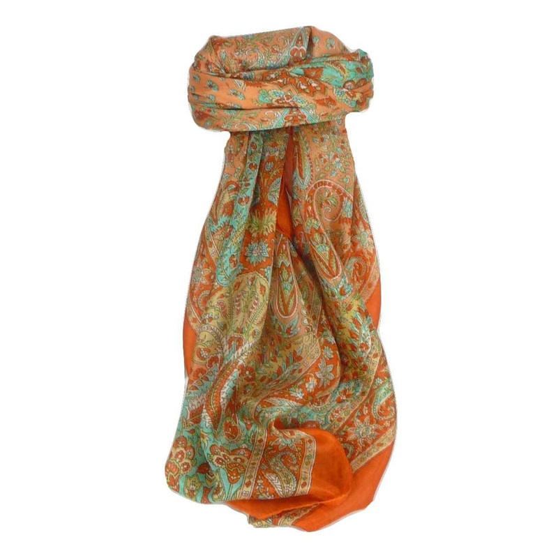 Mulberry Silk Traditional Square Scarf Soli Terracotta by Pashmina & Silk | Fruugo SG