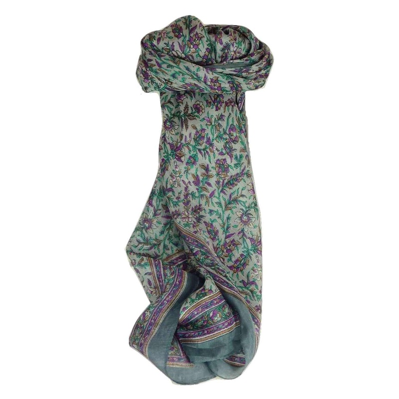 Mulberry Silk Traditional Square Scarf Ulla Charcoal by Pashmina & Silk | Fruugo SG