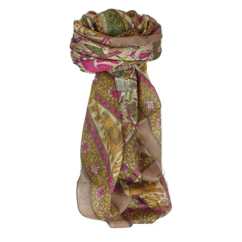 Mulberry Silk Traditional Square Scarf Usman Chestnut by Pashmina & Silk | Fruugo SG