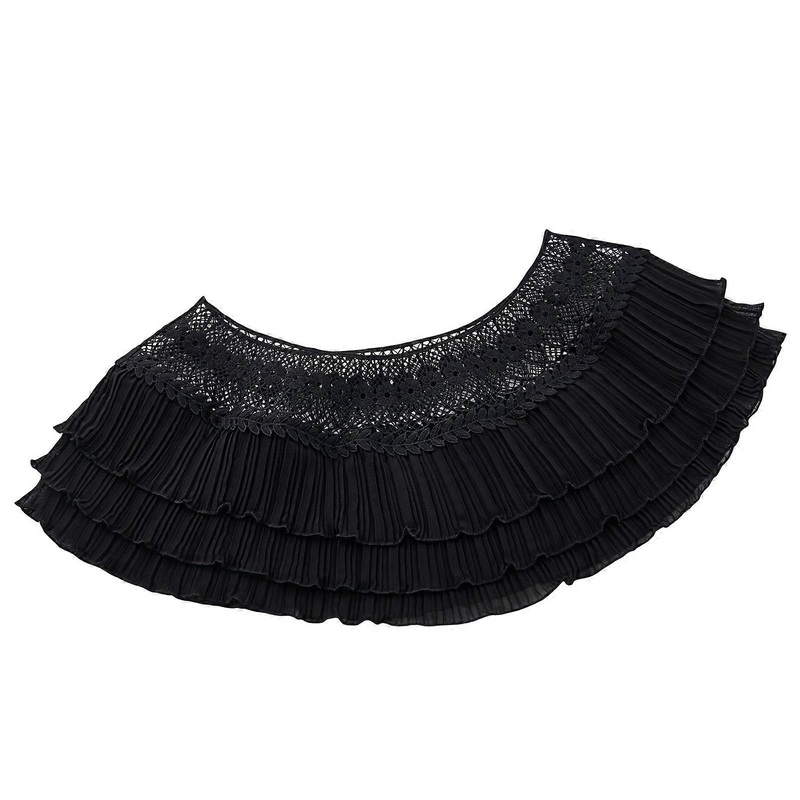 Multipurpose Shawl with Pleated Trim for Formal Event Formal Neck Shawl Evening Dress Lace Shoulder Wrap for Daily Use  Black | Fruugo SG