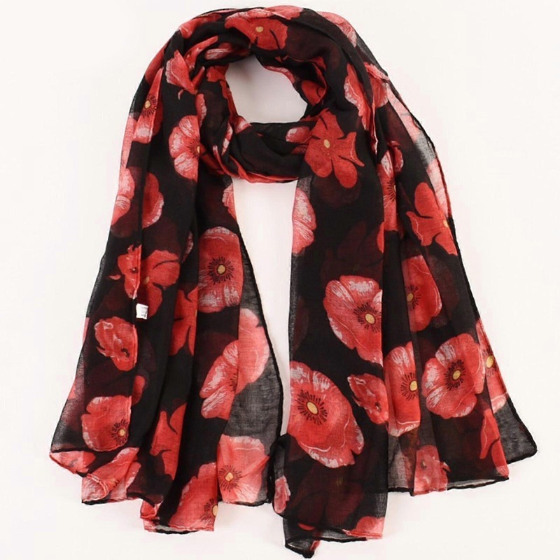 Poppy Print Scarf for Women – Remembrance Day Floral Wrap Shawl with Poppies | Fruugo SG