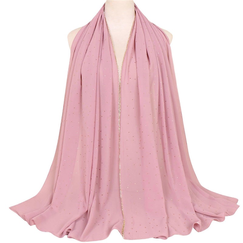 Solid Color Chiffon Head Scarf Muslims Hijab Womens Long Head Wrap 66.14×25.98 Inch Large Shawl for Evening  leather powder | Fruugo SG