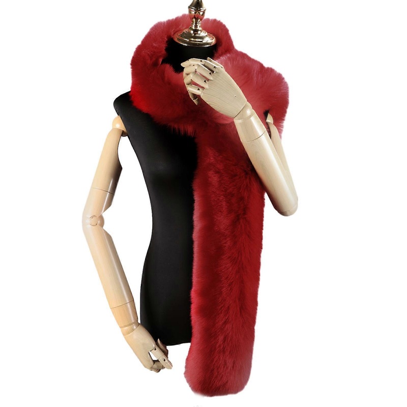 Solid Color Plush Neck Scarf Collar for Adult FauxFoxFur Neck Wrap Warm Scarf Outdoor Activity Cold Weather Neck Warmer  Burgundy | Fruugo SG