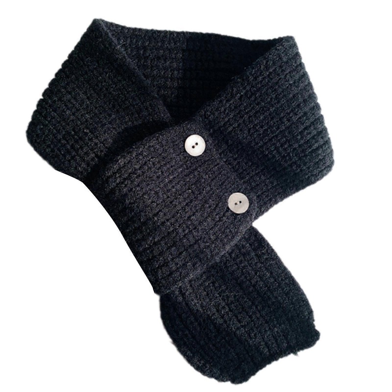 Stylish Knitted Scarf with Button Buckle for Teens Girl and Women Cold Weather Neck Gaiter Simple Neck Wrap for Casual  Black | Fruugo SG