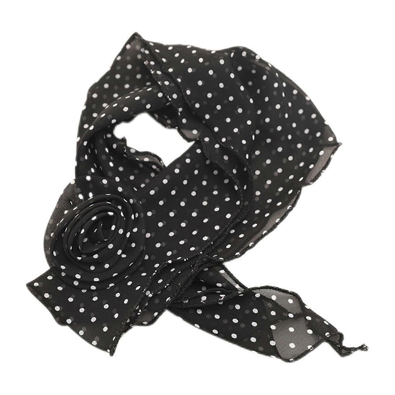 Stylish Round Dot Rose Print Long Scarf for Women Decorative Neck Scarf Narrow for Business or Casual Outfits  Black | Fruugo SG