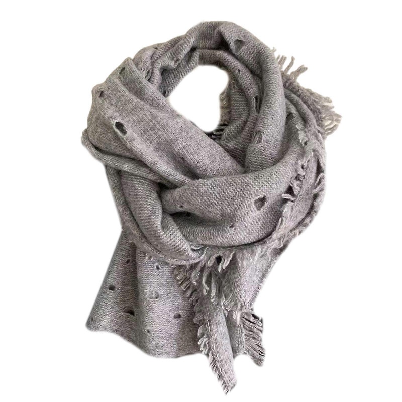 Winter Ragged Scarf Soft Comfortable Warm Collar Thicken Scarf Unisex Fashion Accessory Photo Props Acrylic Knit  Gray | Fruugo SG