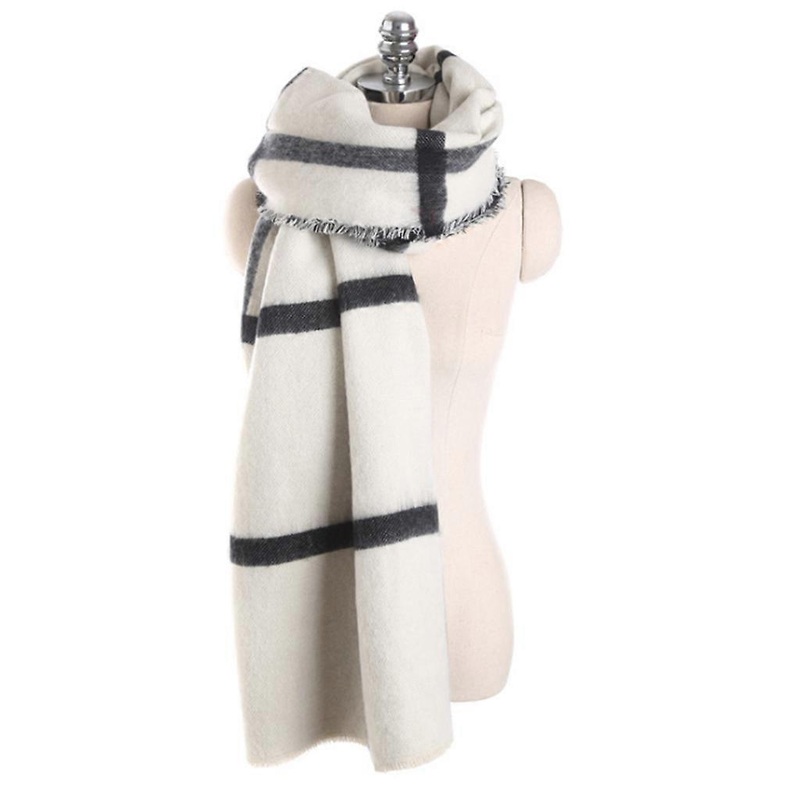 Winter Warm Scarf Plaid Scarf For Women Lightweight Wool Scarfs Neck Wrap Decorative Imitation Cashmere Scarf  White | Fruugo SG