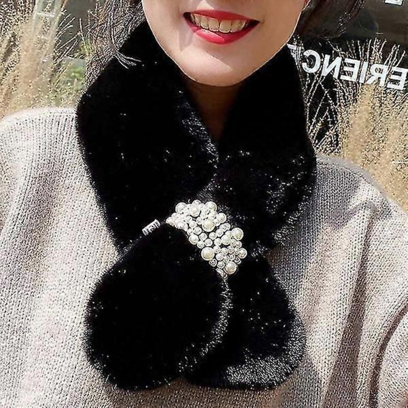 All-match Scarf Pure Color Plush Rabbit Fur Collar Female Autumn And Winter | Fruugo SG