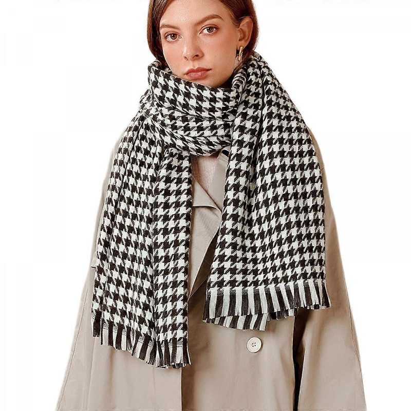 Cashmere Feel Scarf Soft Winter Buffalo Tartan Tweed Houndstooth Plaid Gift Men WomenBlack | Fruugo SG