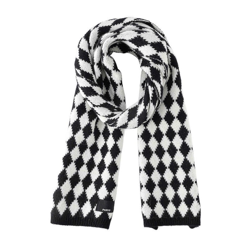 Diamond Plaid Scarf Winter Warm Scarf Knit Scarf For Women Casual Scarf Decorative Shawl Long Scarf Pashmina Shawls Wrap  Black | Fruugo SG