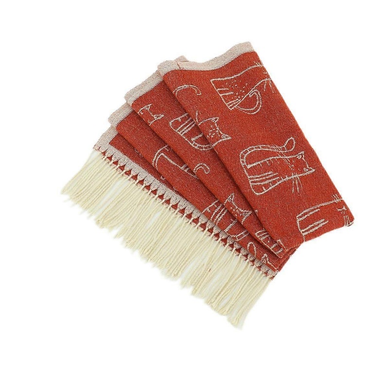 Fashion Women Polyester Neck Scarves Fall Winter Creative Cat Pattern Warm Shawl Wraps with TasselsRed | Fruugo SG