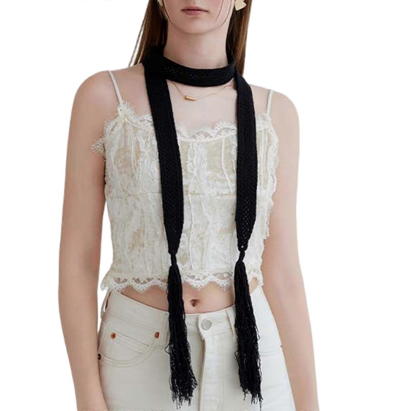 Girls Elegant Knitted Necktie Scarf Light weight Breathable Wool Neckerchief for Multiple Styling Options  Black | Fruugo SG