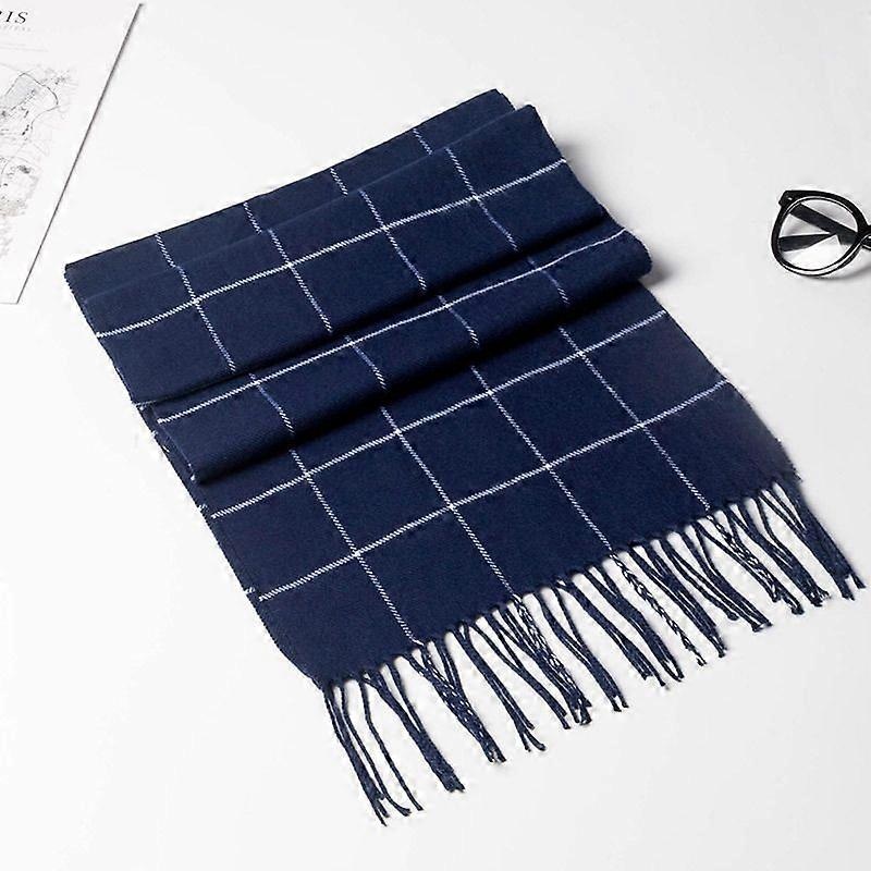 Super soft classic literary plaid imitation cashmere feel winter scarf thickened and warm all-match (1707 Cyan) | Fruugo SG