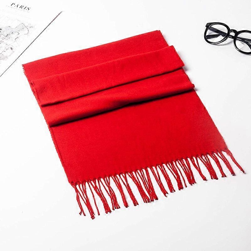 Super soft classic literary plaid imitation cashmere feel winter scarf thickened and warm all-match (big red) | Fruugo SG