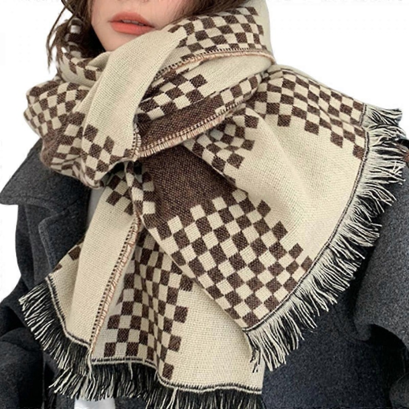 Winter Scarf for Women Shawl Cashmere Feel Tassel Plaid Large Oversized Scarves | Fruugo SG