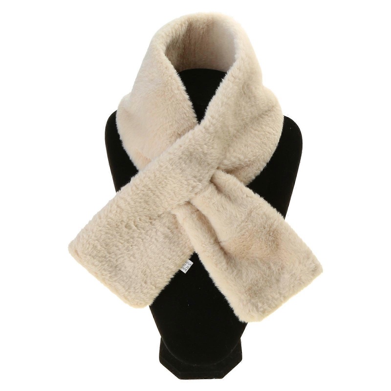 Winter Thick Faux Fur Warm Scarf Furry Pull Through Neck Warmer Plush Collar for Cross Around Loophole Wrap Neckerchief  Off-white | Fruugo SG