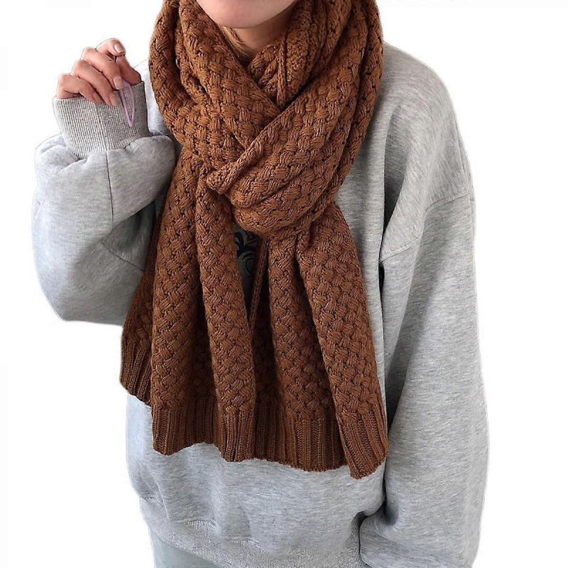 Women Men Winter Thick Cable Knit Wrap Chunky Warm Scarf(Coffee) | Fruugo SG