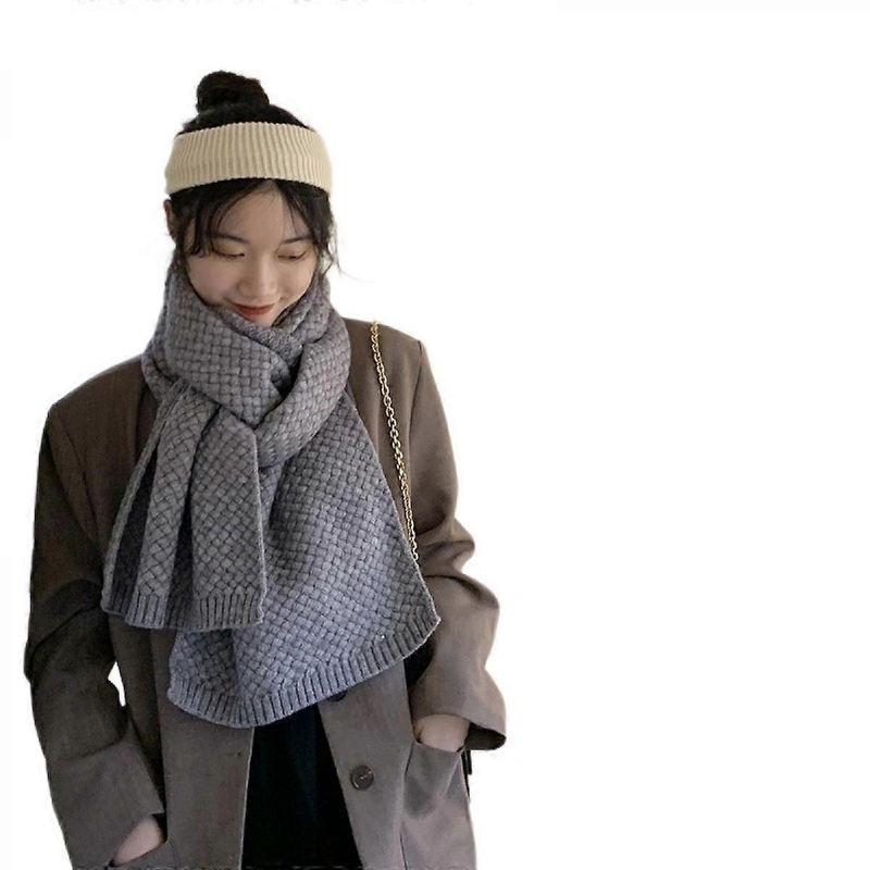 Women Men Winter Thick Cable Knit Wrap Chunky Warm Scarf(Grey) | Fruugo SG