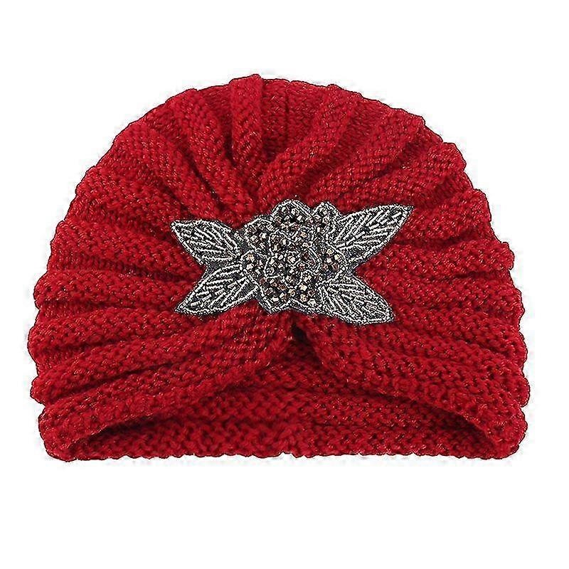 Women Muslim Solid Color Turban Cap Head Wraps Wool Inner Hijab Knitting Warm Winter Bonnet Indianwine red SZRH | Fruugo SG
