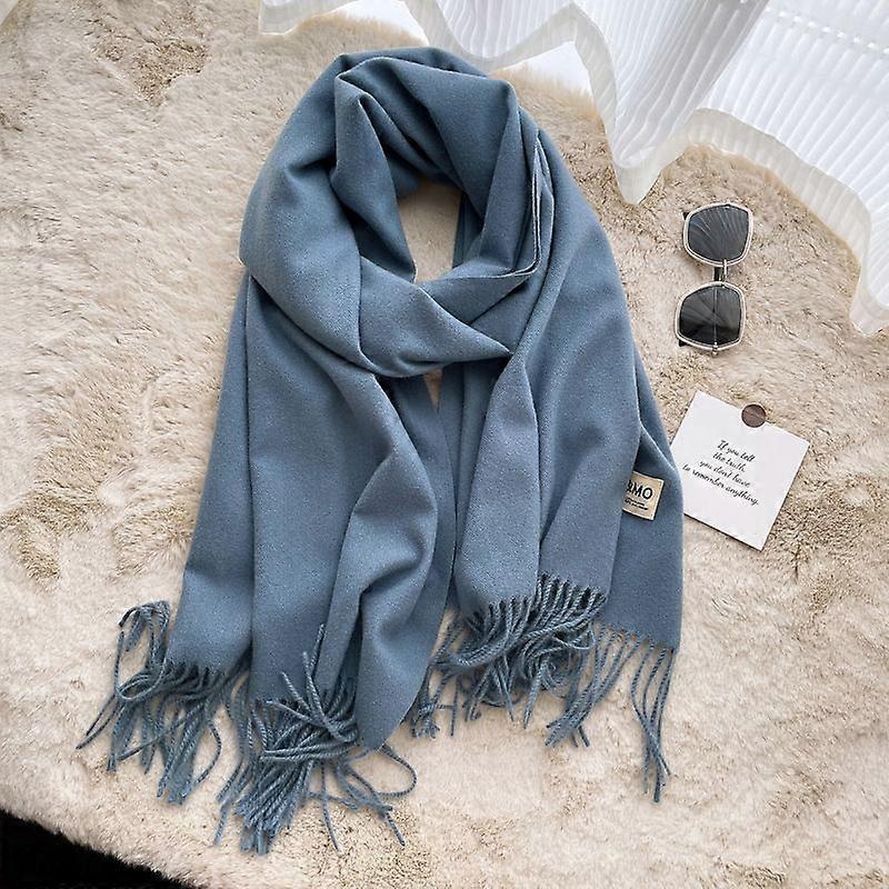 Women’s Thick Soft Wool Cashmere Shawl Scarf – Warm Solid Shawl-Blue | Fruugo SG